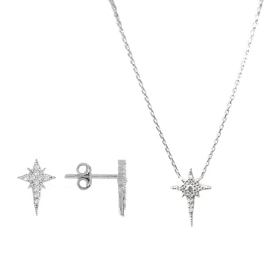 Spero London Women's Northern Star Polaris Starburst Sterling Silver Necklace & Stud Earring Set - Silver In Metallic