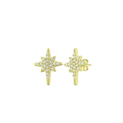Spero London Women's Northern Star Starburst Sterling Silver Stud Earring - Gold