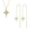 Spero London Women's Northernstar Starburst Sterling Silver Chain Drop Chain Earrings & Necklace Set - Gold In Gold