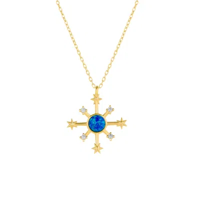 Spero London Women's Opal Ship Wheel High Quality Sterling Silver Necklace In Gold