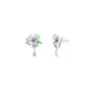 Spero London Pansy Violet Floral Earring In Silver