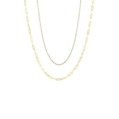Spero London Women's Paperclip Chains Sterling Silver Layering Necklace Set - Gold