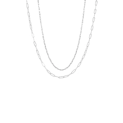 Spero London Women's Paperclip Chains Sterling Silver Layering Necklace Set - Silver