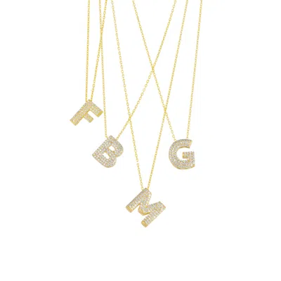 Spero London Women's Pave Balloon Bubble Initial Necklace Alphabet Pendant Sterling Silver Gold Vermeil