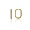 Spero London Women's Pave Rectangular Sterling Silver Oval Hoop Earring - Gold In Gold