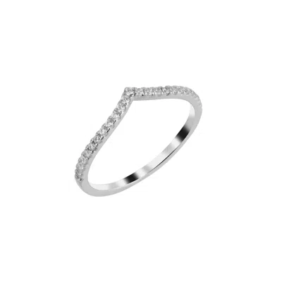 Spero London Women's Pave Wishbone V Sterling Silver Ring