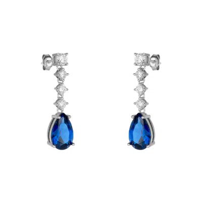 Spero London Women's Pear London Blue Sterling Silver Drop Earrings