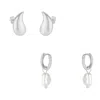 Spero London Women's Pear Teardrop And Huggie Pearl Drop Earrings In Sterling Silver - Silver In Silver