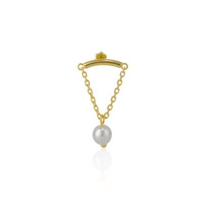 Spero London Women's Pearl Drop Sterling Silver Piercing - Gold