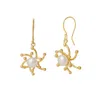 Spero London Women's Pearl Sun Molten Dripping Two Way Sunburst Sterling Silver Drop Earring - Gold In Gold