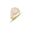 Spero London Women's Pink Adjustable Multi Pastel Color Enamel Sterling Silver Gold Vermeil Signet Ring In Pink