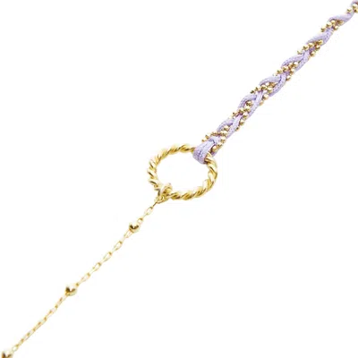 Spero London Women's Pink / Purple Handmade Rope Braided Sterling Silver Beaded Chain Bracelet - Pink & Purple