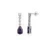 Spero London Pear Shape Amethyst Sterling Silver Drop Earrings