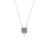 Spero London Purple Opal Four Leaf Clover Sterling Silver Necklace