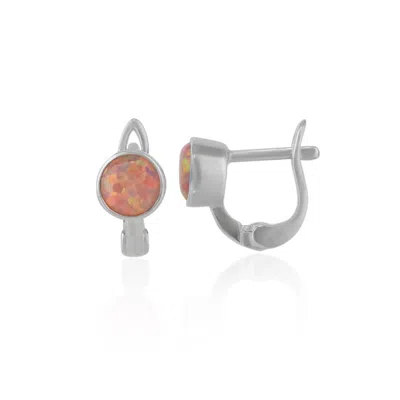 Spero London Women's Pink / Purple Sterling Silver High Quality Round Opal Earrings - Pink Opal