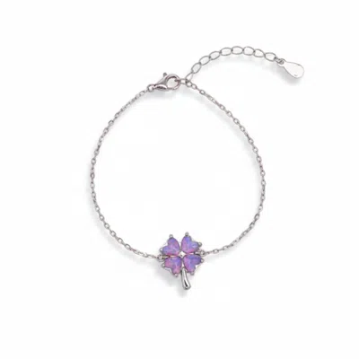 Spero London Women's Purple Opal Clover Sterling Silver Bracelet - Silver In Metallic