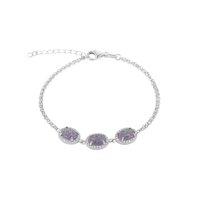 Spero London Women's Purple / Silver Sterling Silver Purple Opal Halo Bracelet In Metallic