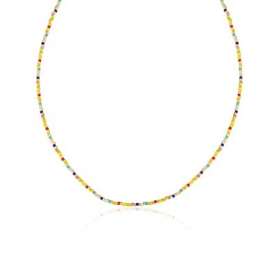 Spero London Women's Rainbow Enamel Beaded Necklace Sterling Silver In Gold In Gray