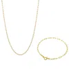 Spero London Women's Rectangular Sterling Silver Chain Bracelet & Necklace Set - Gold In Gold