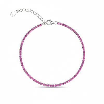 Spero London Women's Red / Silver Fine Sterling Silver Cz Ruby Tennis Bracelet In Purple