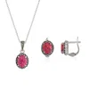 Spero London Women's Red / Silver Oval Red Opal High Quality Sterling Silver Set In Multi