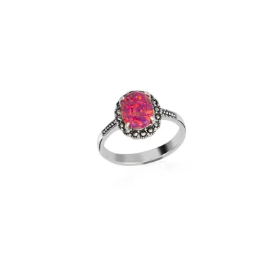 Spero London Women's Red / Silver Red Opal Sterling Silver Ring In Multi
