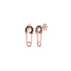 Spero London Women's Rose Gold / Black Sterling Silver Black Jewelled Mini Safety Pin Stud Earrings - Rose Gold