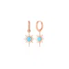 Spero London Women's Rose Gold / Blue Blue Opal Northern Star Starburst Drop Hoop Earring Sterling Silver - Rose  In Multi