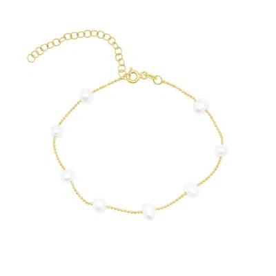 Spero London Women's Satellite Natural Baroque Pearl Sterling Silver Bracelet - Gold