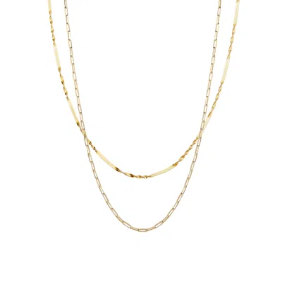 Spero London Women's Semi Twisted & Paperclip Chain Sterling Silver Layering Necklace Set - Gold