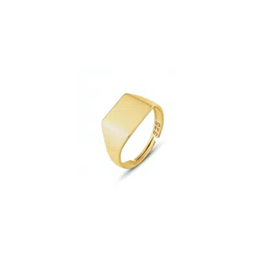 Spero London Women's Signature Rectangular Sterling Silver Signet Ring - Gold