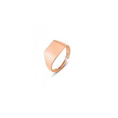 Spero London Women's Signature Rectangular Sterling Silver Signet Ring - Rose Gold