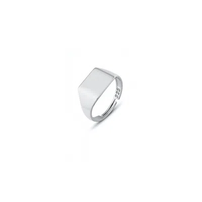 Spero London Women's Signature Rectangular Sterling Silver Signet Ring - Silver