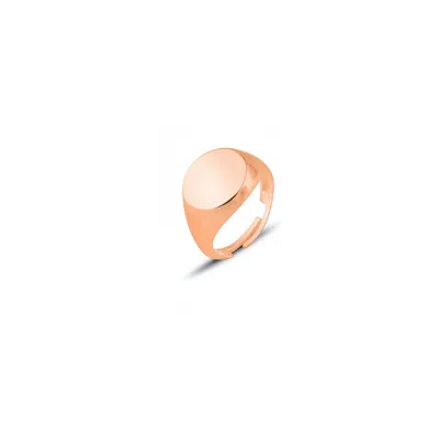 Spero London Women's Signature Round Sterling Silver Signet Ring - Rose Gold