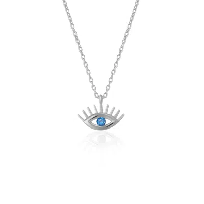 Spero London Women's Silver / Blue Aqua Blue Eye Evil Eye Sterling Silver Necklace - Silver In Multi