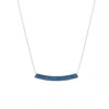 Spero London Women's Silver / Blue Sterling Silver Concave Bar Necklace - Navy Blue - Silver In Multi