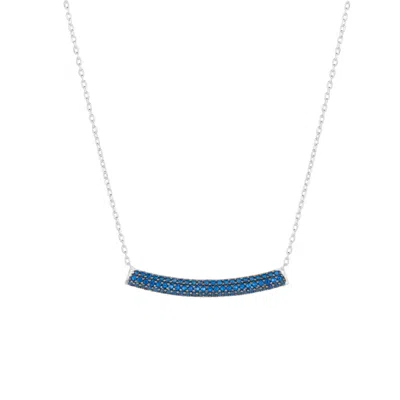 Spero London Women's Silver / Blue Sterling Silver Concave Bar Necklace - Navy Blue - Silver In Multi
