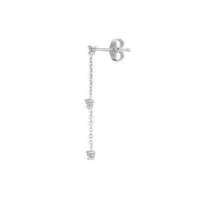Spero London Women's Silver Fine Triple Diamond Drop Single Earring 14ct Solid White Gold In Metallic
