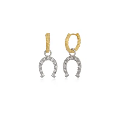 Spero London Women's Silver / Gold Gold Vermeil Hoop Sterling Silver Horseshoe Equestrian Earrings - Silver In Multi