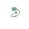 Spero London Women's Silver / Green Green Four Leaves Clover Luck Ring Sterling Silver - Silver In Multi