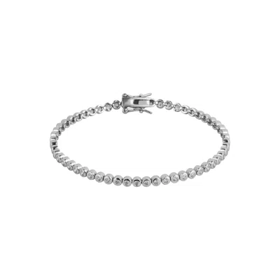 Spero London Women's Silver Round Bezel Tennis Bracelet
