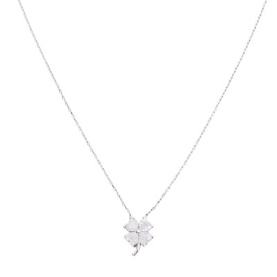 Spero London Women's Silver / White Four Leaf Clover Sterling Silver Necklace - Silver In Multi