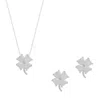 Spero London Women's Silver / White Four Leaf Clover Sterling Silver Necklace & Earring Set - White - Silver In Multi