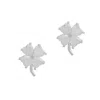 Spero London Four Leaf Clover Sterling Silver Stud Earrings In Metallic