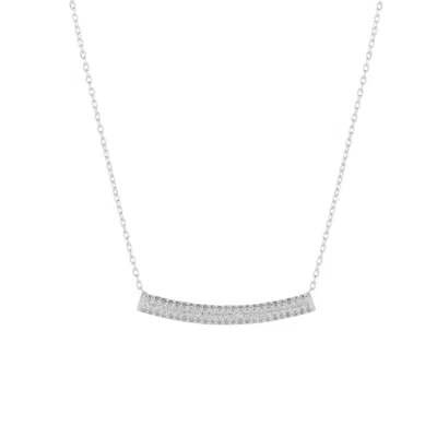 Spero London Women's Silver / White Sterling Silver Concave Bar Necklace - White - Silver In Multi
