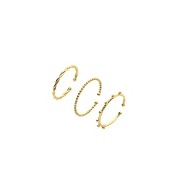 Spero London Women's Skinny Layering Adjustable Ring Set - Gold