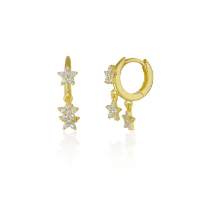Spero London Women's Star Sterling Silver Eardrop Hoop Earring - Gold