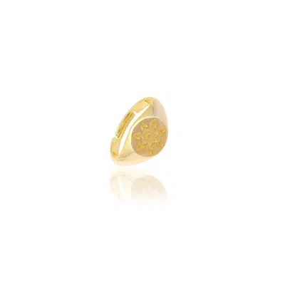 Spero London Women's Star Sun Stackable Sterling Silver Signet Ring - Gold
