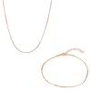 Spero London Women's Sterling Rose Gold Bracelet & Necklace Set Small Beaded - Rose Gold