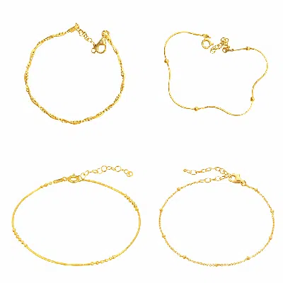 Spero London Women's Sterling Silver Beaded Bracelet Layering Set - Gold